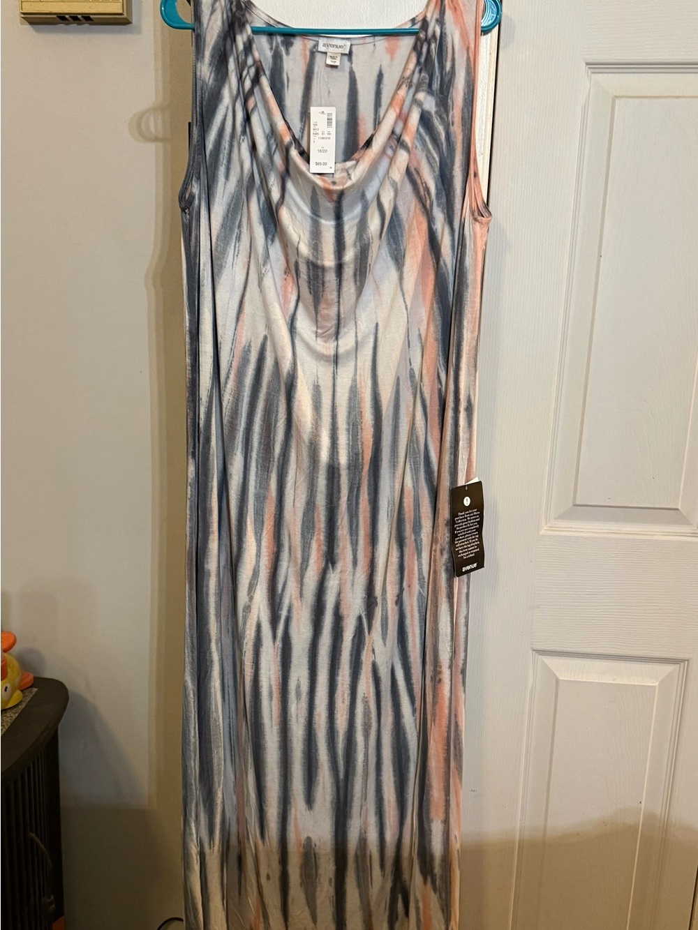 NWT Avenue Grey & Peach Tie-Dye Sleeveless Maxi Dress Sz 18/20